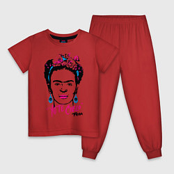 Пижама хлопковая детская Фрида Кало, цвет: красный