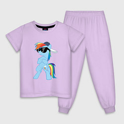 Пижама хлопковая детская Крутая пони цвета лаванда — фото 1