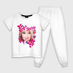 Пижама хлопковая детская Барби красавица, цвет: белый