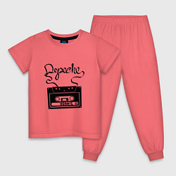 Пижама хлопковая детская Depeche Mode: Tape цвета коралловый — фото 1