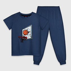Пижама хлопковая детская Уличный баскетбол, цвет: тёмно-синий