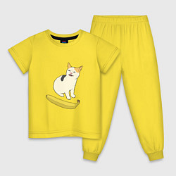Пижама хлопковая детская Cat no banana meme, цвет: желтый