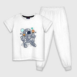 Пижама хлопковая детская Космонавт-сладкоежка, цвет: белый