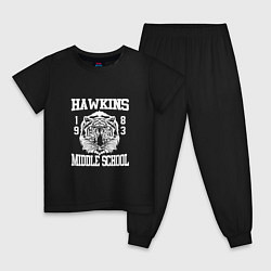 Пижама хлопковая детская Hawkins Middle School, цвет: черный