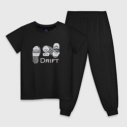 Пижама хлопковая детская Drift, цвет: черный