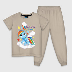 Пижама хлопковая детская Rainbow Dash, цвет: миндальный