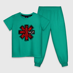 Пижама хлопковая детская Red Hot Chili Peppers, цвет: зеленый