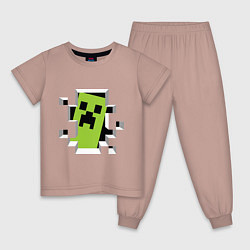 Пижама хлопковая детская Crash Minecraft, цвет: пыльно-розовый