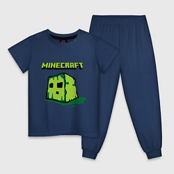 Пижама хлопковая детская Minecraft Creeper, цвет: тёмно-синий