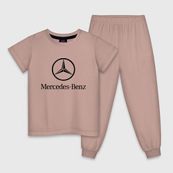 Пижама хлопковая детская Logo Mercedes-Benz, цвет: пыльно-розовый