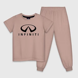 Пижама хлопковая детская Infiniti logo, цвет: пыльно-розовый