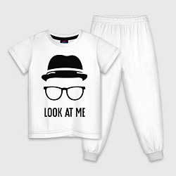 Пижама хлопковая детская Look at me, цвет: белый