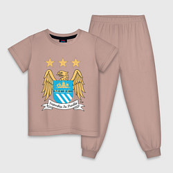 Пижама хлопковая детская Manchester City FC, цвет: пыльно-розовый