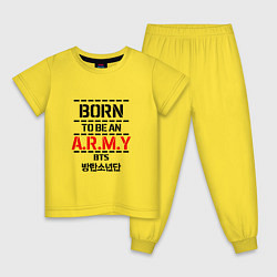 Пижама хлопковая детская Born to be an ARMY BTS, цвет: желтый