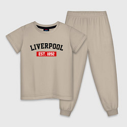 Пижама хлопковая детская FC Liverpool Est. 1892, цвет: миндальный