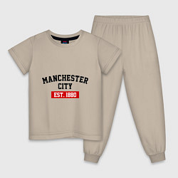 Пижама хлопковая детская FC Manchester City Est. 1880, цвет: миндальный