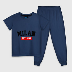 Пижама хлопковая детская FC Milan Est. 1899, цвет: тёмно-синий