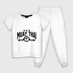 Пижама хлопковая детская Muay thai boxing, цвет: белый