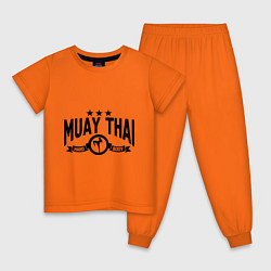Пижама хлопковая детская Muay thai boxing цвета оранжевый — фото 1