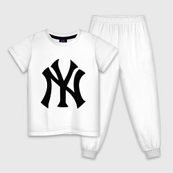 Пижама хлопковая детская New York Yankees, цвет: белый