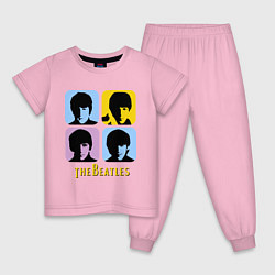 Пижама хлопковая детская The Beatles: pop-art, цвет: светло-розовый
