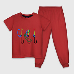 Пижама хлопковая детская Рыболовный узел, цвет: красный