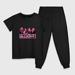 Пижама хлопковая детская Black Pink Band, цвет: черный