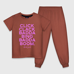 Пижама хлопковая детская Click Clack Black Pink, цвет: кирпичный