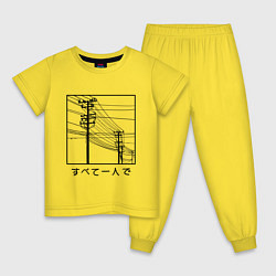 Пижама хлопковая детская Японские электросети, цвет: желтый
