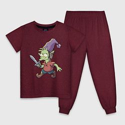 Пижама хлопковая детская Эльфо, цвет: меланж-бордовый