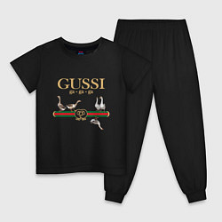 Пижама хлопковая детская GUSSI Village Version, цвет: черный