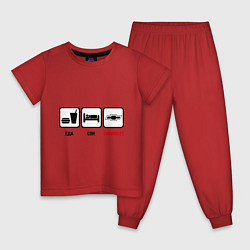 Пижама хлопковая детская Главное в жизни - еда, сон,chevrolet, цвет: красный
