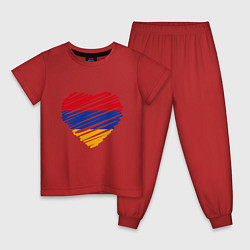 Пижама хлопковая детская Сердце Армении, цвет: красный
