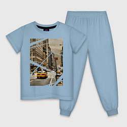Пижама хлопковая детская NY Taxi, цвет: мягкое небо
