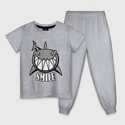 Пижама хлопковая детская Shark Smile, цвет: меланж