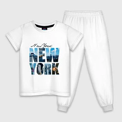 Пижама хлопковая детская White New York, цвет: белый