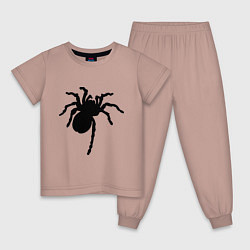 Пижама хлопковая детская Черный паук, цвет: пыльно-розовый
