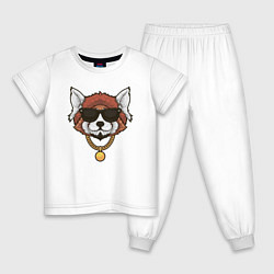 Пижама хлопковая детская Красная Панда, цвет: белый