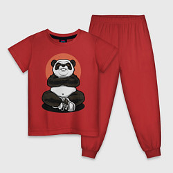 Пижама хлопковая детская Злая панда, цвет: красный