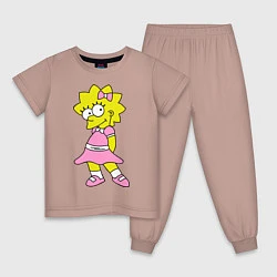 Пижама хлопковая детская Лиза милашка, цвет: пыльно-розовый