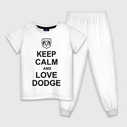 Пижама хлопковая детская Keep Calm & Love Dodge, цвет: белый