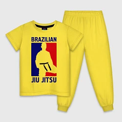 Пижама хлопковая детская Brazilian Jiu jitsu, цвет: желтый