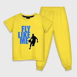 Пижама хлопковая детская Fly like me, цвет: желтый