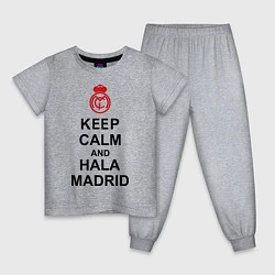 Пижама хлопковая детская Keep Calm & Hala Madrid, цвет: меланж