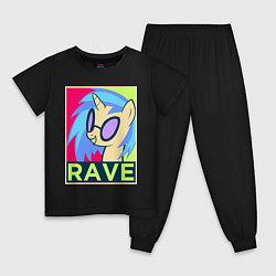 Пижама хлопковая детская DJ Pon-3 RAVE, цвет: черный