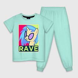 Пижама хлопковая детская DJ Pon-3 RAVE, цвет: мятный