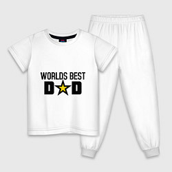 Пижама хлопковая детская Worlds Best Dad, цвет: белый