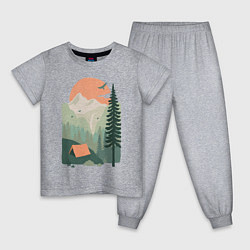 Пижама хлопковая детская Wood Adventure, цвет: меланж