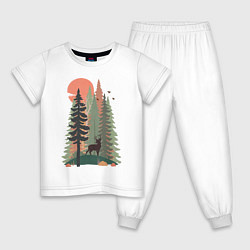 Пижама хлопковая детская Forest Adventure, цвет: белый