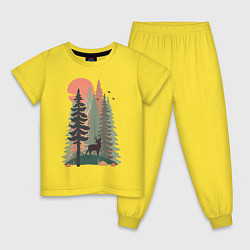 Пижама хлопковая детская Forest Adventure, цвет: желтый